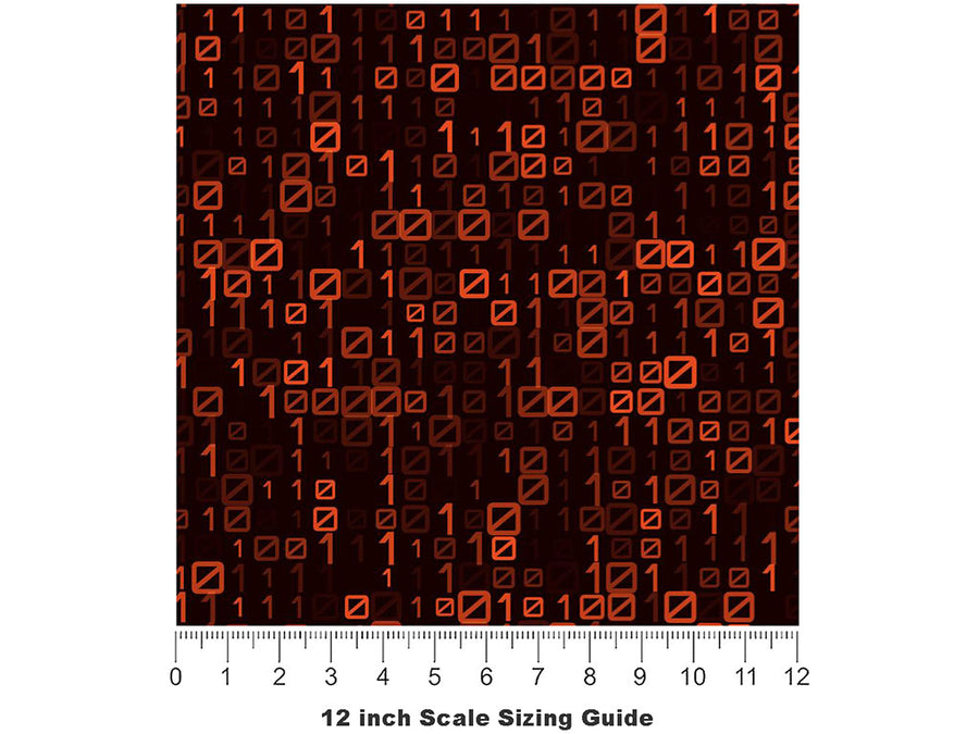 Orange Matrix Technology Vinyl Film Pattern Size 12 inch Scale~Rwraps Orange Matrix Technology Sizing Chart~3