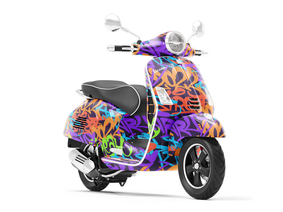 Orange Record Graffiti Vespa Scooter Wrap Film