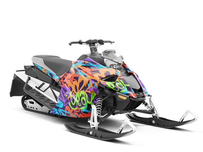 Orange Record Graffiti Custom Wrapped Snowmobile