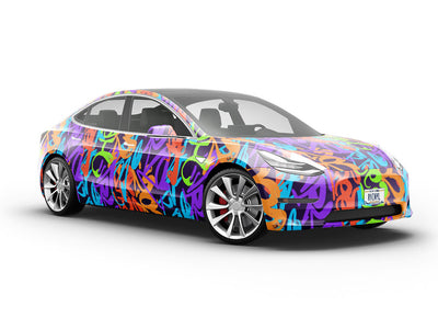 Orange Record Graffiti Vehicle Vinyl Wrap