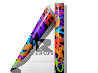 Orange Record Graffiti Wrap Film Sheets~Rwraps Series 914 Orange Record Graffiti Scrolled Sheet~4