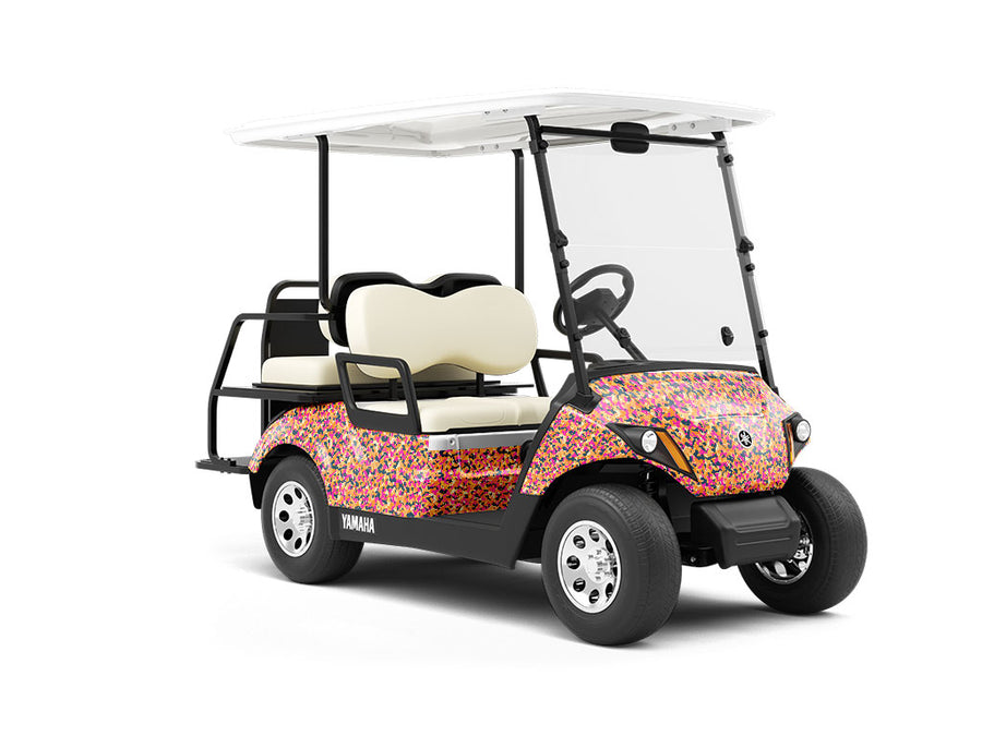 Orange Shrapnel Camouflage Wrapped Golf Cart