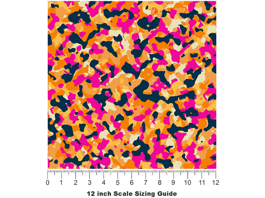 Orange Shrapnel Camouflage Vinyl Film Pattern Size 12 inch Scale~Rwraps Orange Shrapnel Camouflage Sizing Chart~3