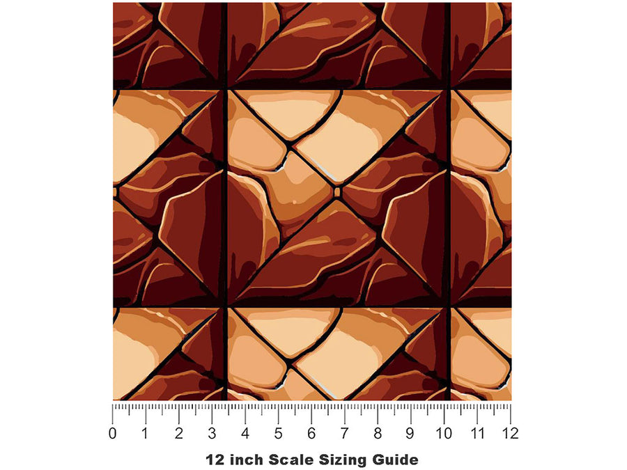 Orange Square Tile Vinyl Film Pattern Size 12 inch Scale~Rwraps Orange Square Tile Sizing Chart~3