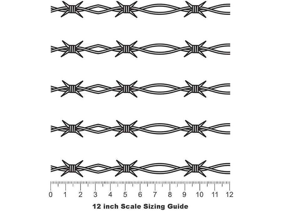 Outlined Ross Barbed Wire Vinyl Film Pattern Size 12 inch Scale~Rwraps Outlined Ross Barbed Wire Sizing Chart~2