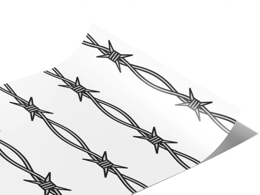 Outlined Ross Barbed Wire Vinyl Wraps~Rwraps Series 914 Digitally Printed Vinyl Wrap~0