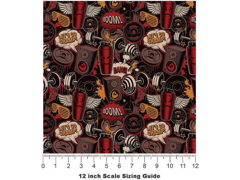 Outside Queen Graffiti Vinyl Film Pattern Size 12 inch Scale~Rwraps Outside Queen Graffiti Sizing Chart~2