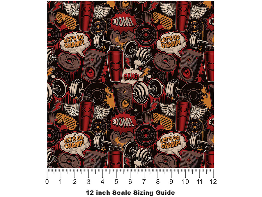 Outside Queen Graffiti Vinyl Film Pattern Size 12 inch Scale~Rwraps Outside Queen Graffiti Sizing Chart~2