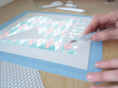 overlapping blues argyle Easy Weed Craft Vinyl