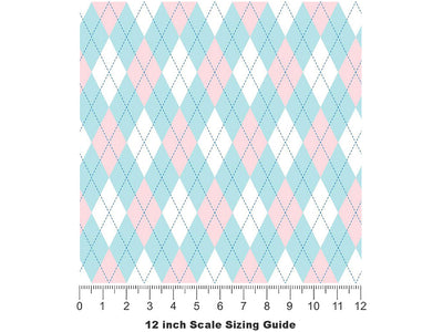 Overlapping Blues Argyle Vinyl Film Pattern Size 12 inch Scale~Rwraps Overlapping Blues Argyle Sizing Chart~2