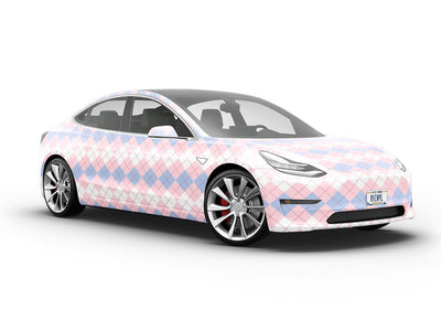 Overlapping Pinks Argyle Vehicle Vinyl Wrap