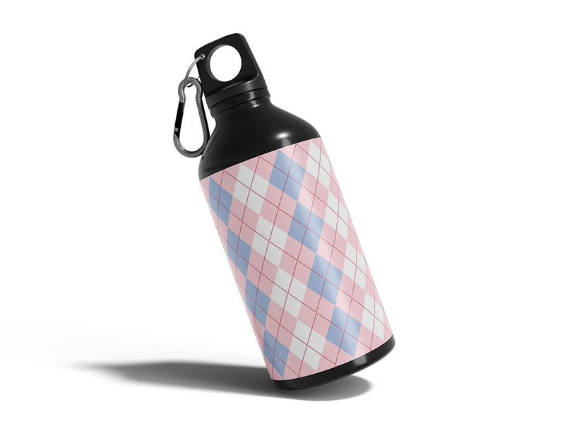 overlapping pinks argyle Water Bottle DIY Stickers