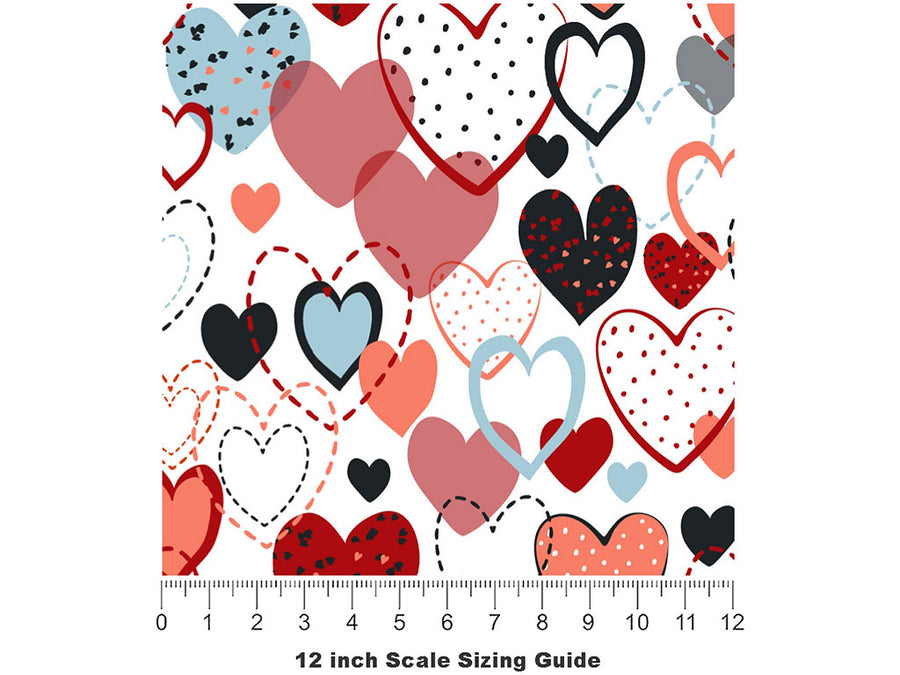 Overwhelming Love Heart Vinyl Film Pattern Size 12 inch Scale~Rwraps Overwhelming Love Heart Sizing Chart~2