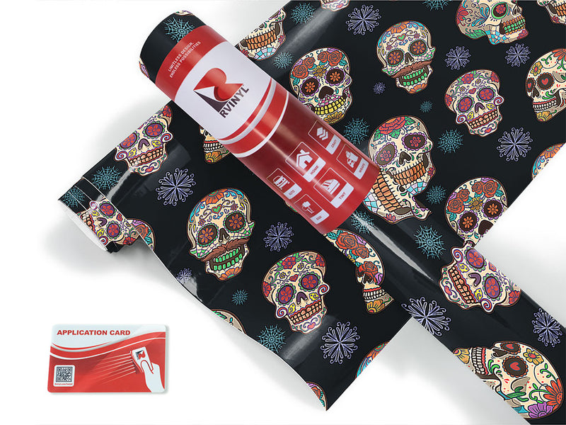 painted calaveras day of the dead Craft Vinyl Roll