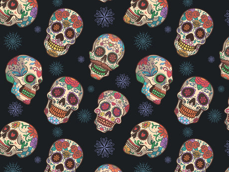 Painted Calaveras Day of the Dead Vinyl Wrap Pattern~Rwraps Series 914 Digitally Printed Vinyl Wrap~0