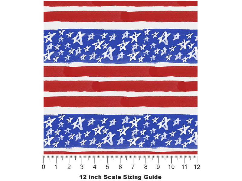 Painted Flag Americana Vinyl Film Pattern Size 12 inch Scale~Rwraps Painted Flag Americana Sizing Chart~3