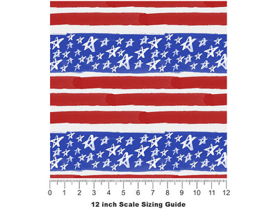 Painted Flag Americana Vinyl Film Pattern Size 12 inch Scale~Rwraps Painted Flag Americana Sizing Chart~3