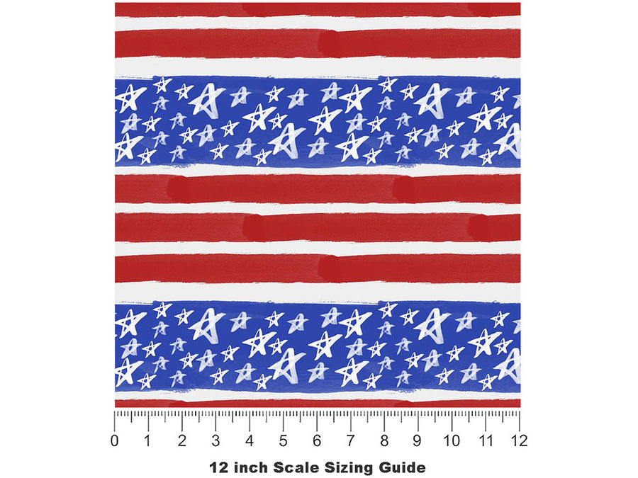 Painted Flag Americana Vinyl Film Pattern Size 12 inch Scale~Rwraps Painted Flag Americana Sizing Chart~3