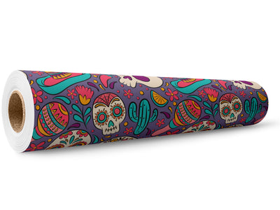 Painted Skulls Halloween Wrap Film Wholesale Roll~Rwraps Series 914 Digitally Printed Vinyl Roll~5