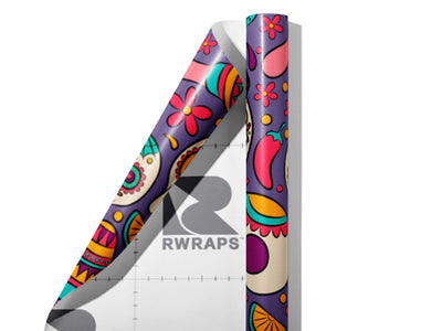 Painted Skulls Halloween Wrap Film Sheets~Rwraps Series 914 Painted Skulls Halloween Scrolled Sheet~3