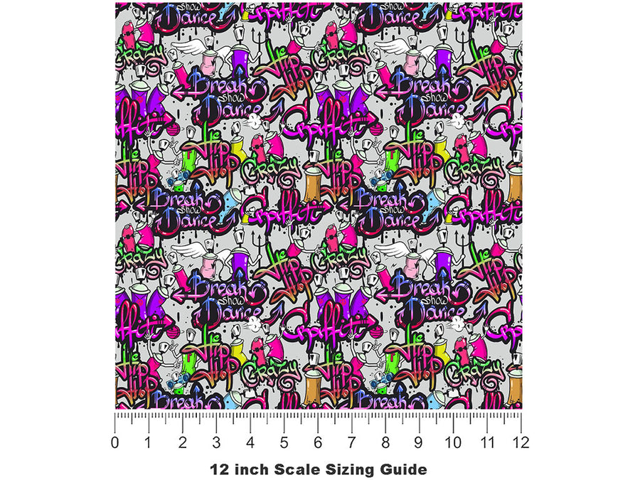 Painted Touch Graffiti Vinyl Film Pattern Size 12 inch Scale~Rwraps Painted Touch Graffiti Sizing Chart~2