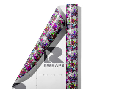 Painted Touch Graffiti Wrap Film Sheets~Rwraps Series 914 Painted Touch Graffiti Scrolled Sheet~3