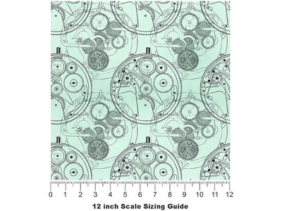 Pale Clockwork Steampunk Vinyl Film Pattern Size 12 inch Scale~Rwraps Pale Clockwork Steampunk Sizing Chart~2
