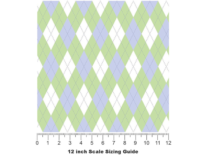 Pale Plum Argyle Vinyl Film Pattern Size 12 inch Scale~Rwraps Pale Plum Argyle Sizing Chart~2
