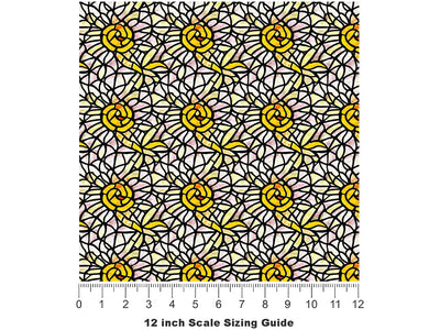 Pale Sunshine Stained Glass Vinyl Film Pattern Size 12 inch Scale~Rwraps Pale Sunshine Stained Glass Sizing Chart~2