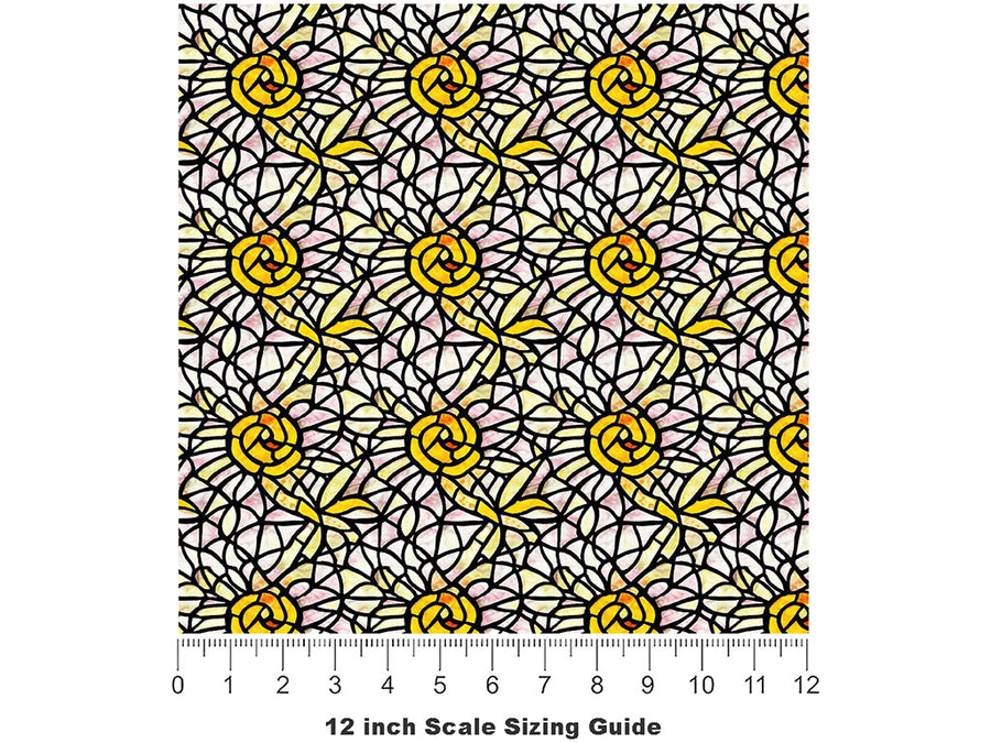 Pale Sunshine Stained Glass Vinyl Film Pattern Size 12 inch Scale~Rwraps Pale Sunshine Stained Glass Sizing Chart~2