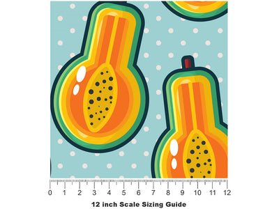Papaya Potion Fruit Vinyl Film Pattern Size 12 inch Scale~Rwraps Papaya Potion Fruit Sizing Chart~2