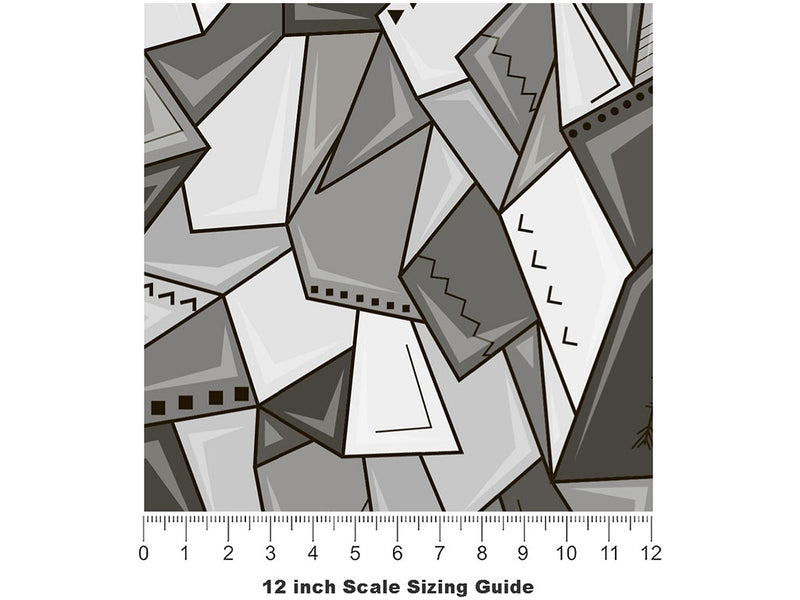 Paper Mess Mosaic Vinyl Film Pattern Size 12 inch Scale~Rwraps Paper Mess Mosaic Sizing Chart~2