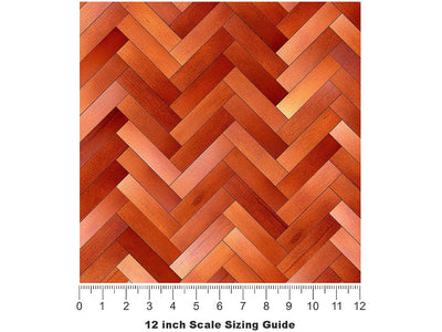 Paprika Stain Wooden Parquet Vinyl Film Pattern Size 12 inch Scale~Rwraps Paprika Stain Wooden Parquet Sizing Chart~3