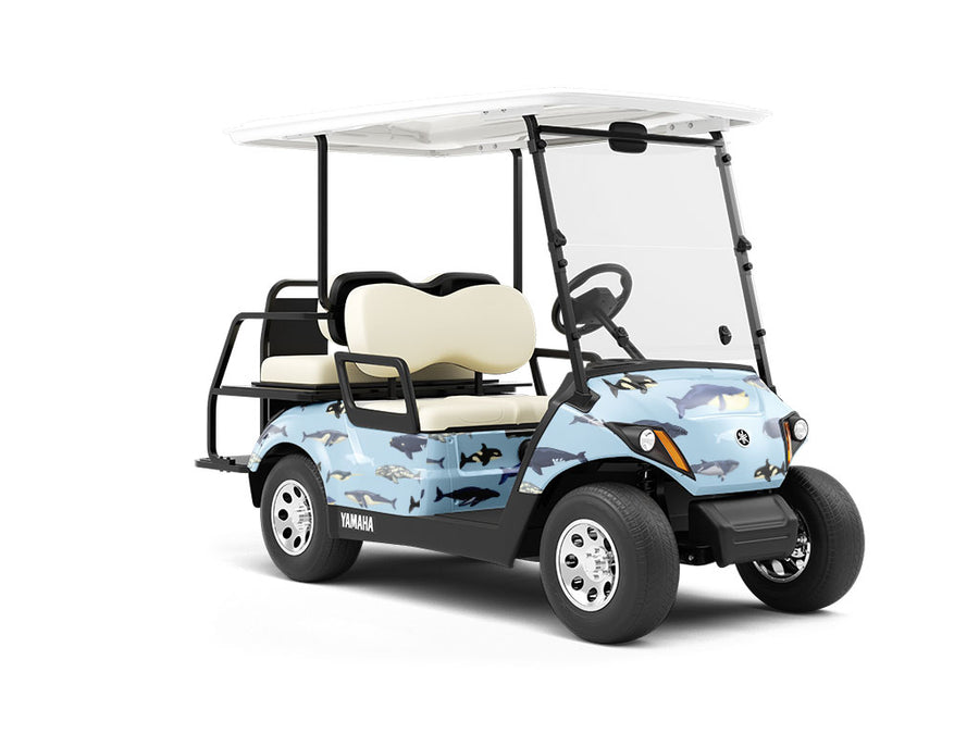 Parading Along Marine Life Wrapped Golf Cart