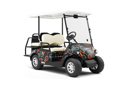 Parading Unicycles Circus Wrapped Golf Cart