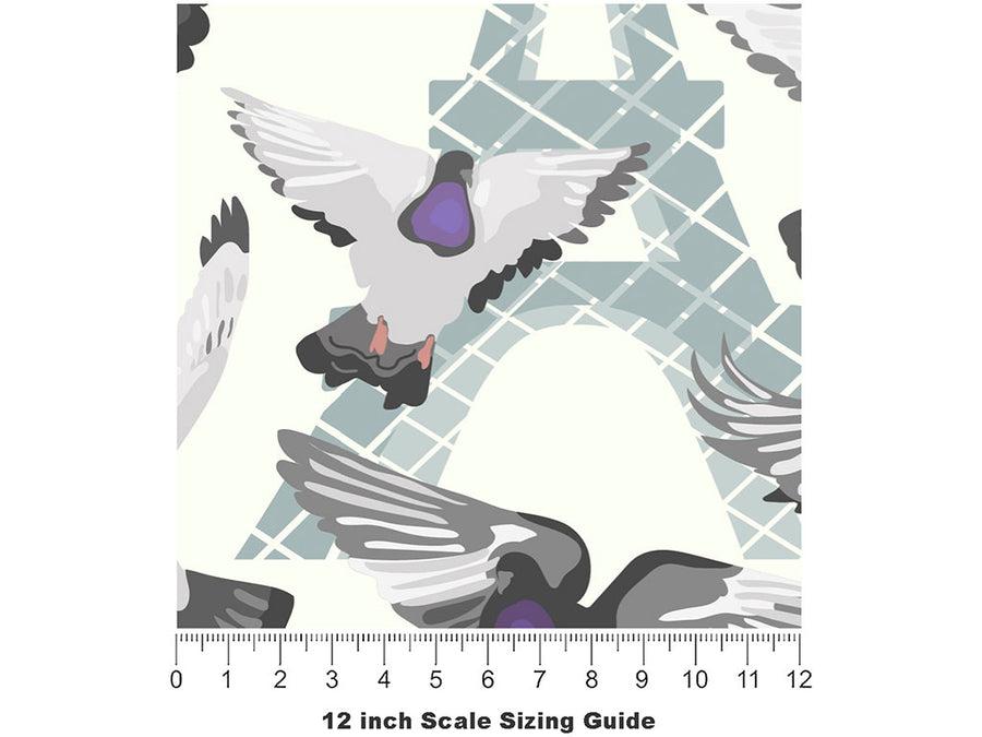 Parisian Urbanites Birds Vinyl Film Pattern Size 12 inch Scale~Rwraps Parisian Urbanites Birds Sizing Chart~2