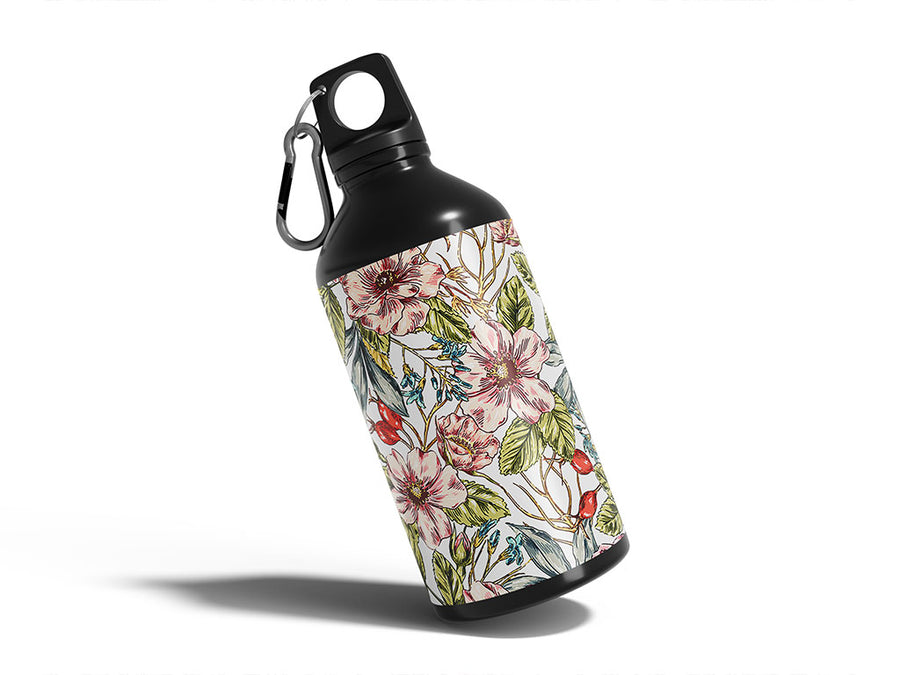 passionate carnations floral Water Bottle DIY Stickers