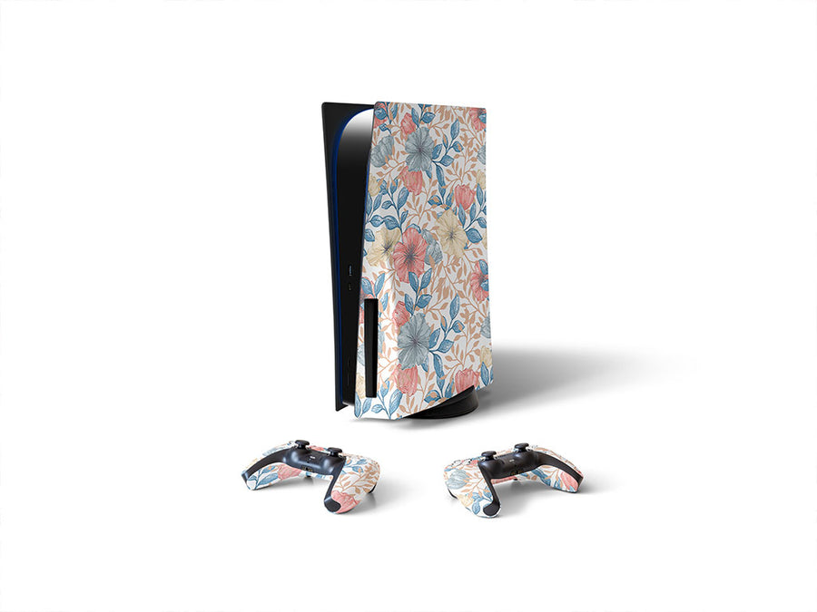 pastel blooms floral Sony PS5 DIY Skin