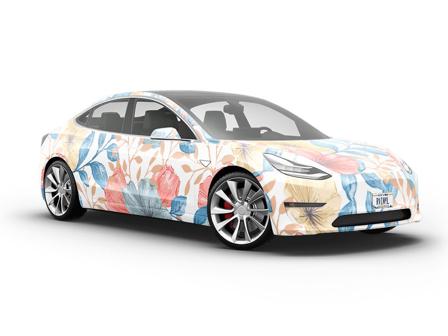 Pastel Blooms Floral Vehicle Vinyl Wrap