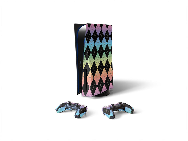 pastel gradient argyle Sony PS5 DIY Skin