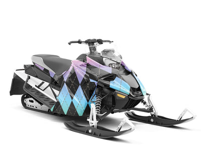 Pastel Gradient Argyle Custom Wrapped Snowmobile