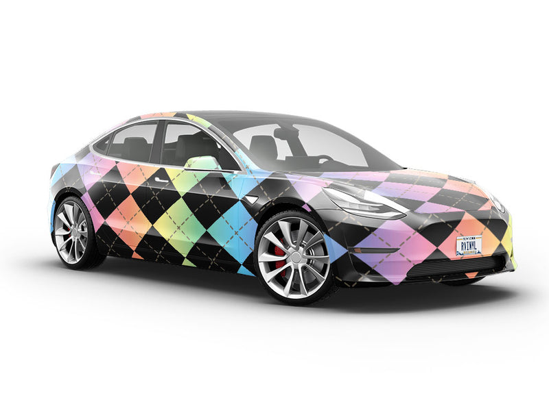 Pastel Gradient Argyle Vehicle Vinyl Wrap