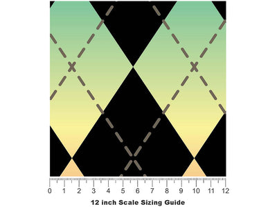 Pastel Gradient Argyle Vinyl Film Pattern Size 12 inch Scale~Rwraps Pastel Gradient Argyle Sizing Chart~2