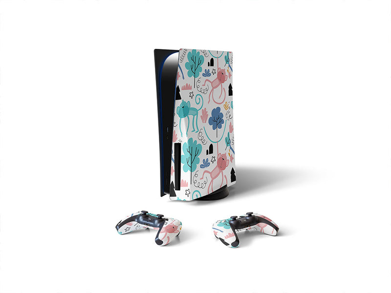 pastel jungle animal Sony PS5 DIY Skin