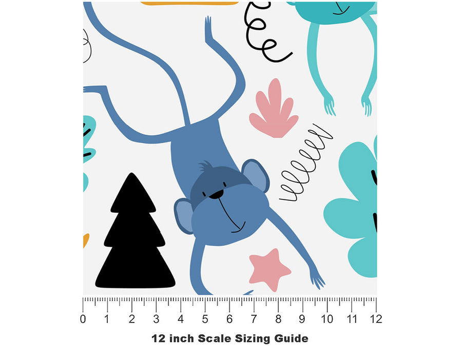 Pastel Jungle Primate Vinyl Film Pattern Size 12 inch Scale~Rwraps Pastel Jungle Primate Sizing Chart~2