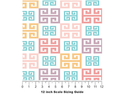 Pastel Meander Greco Roman Vinyl Film Pattern Size 12 inch Scale~Rwraps Pastel Meander Greco Roman Sizing Chart~2