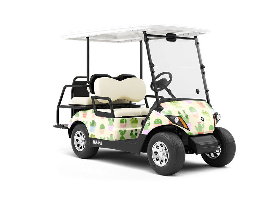Pastel Needles Cacti Wrapped Golf Cart