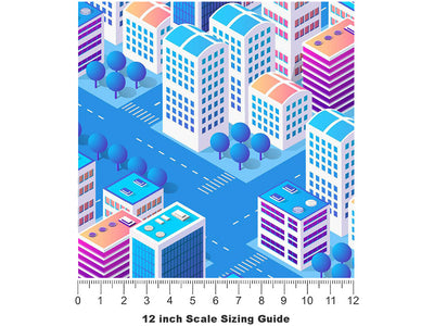 Pastel Towers Cityscape Vinyl Film Pattern Size 12 inch Scale~Rwraps Pastel Towers Cityscape Sizing Chart~3