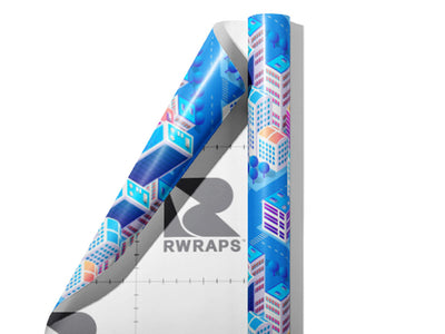 Pastel Towers Cityscape Wrap Film Sheets~Rwraps Series 914 Pastel Towers Cityscape Scrolled Sheet~4