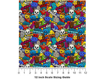 Peace Party Sticker Bomb Vinyl Film Pattern Size 12 inch Scale~Rwraps Peace Party Sticker Bomb Sizing Chart~3